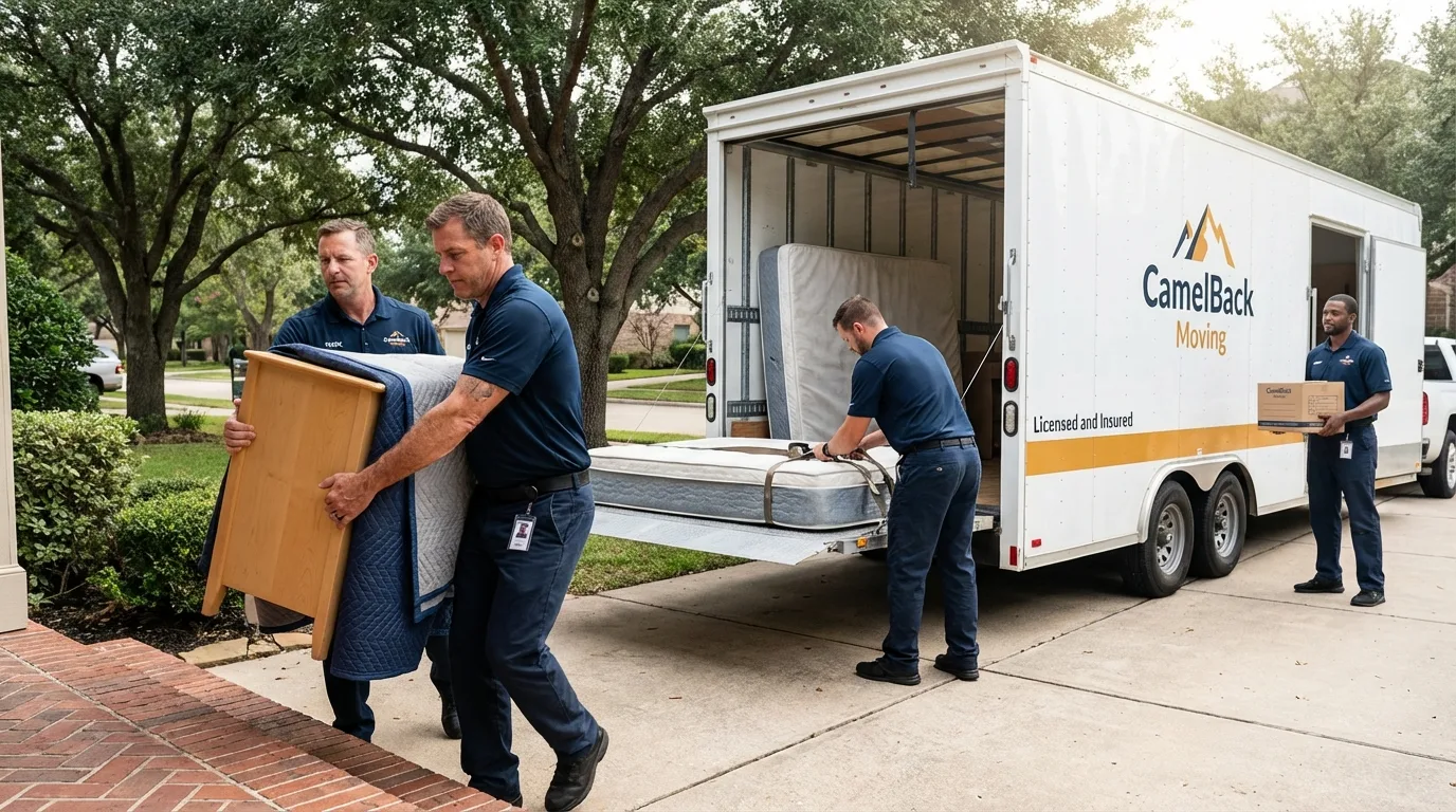 Crew loading residential truck for cross-state move from Crompond, NY