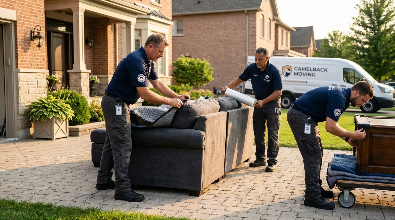 Large estate moving crew wrapping furniture in Crompond, NY